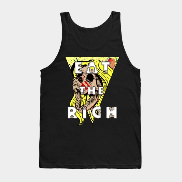 Eat the Rich Blonde Zombie Skull Karen Tank Top by Glass Table Designs